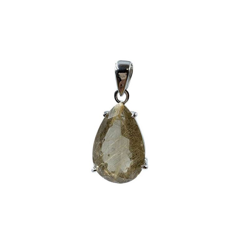 Pendentif Quartz Rutile sur argent 0.925 rhodié - Pièce unique - 202001_56N208