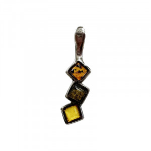 Pendentif 3 losanges - Ambre et argent 0.925 - Pièce unique - 202301_30