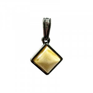 Pendentif losange - Ambre et argent 0.925 - Pièce unique - 202301_31