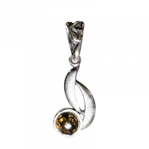 Pendentif asymétrique - Ambre et argent 0.925 - Pièce unique - 202301_45