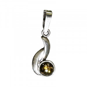 Pendentif asymétrique - Ambre et argent 0.925 - Pièce unique - 202301_47