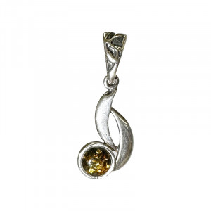 Pendentif asymétrique - Ambre et argent 0.925 - Pièce unique - 202301_48