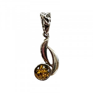 Pendentif asymétrique - Ambre et argent 0.925 - Pièce unique - 202301_50