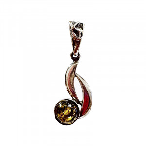 Pendentif asymétrique - Ambre et argent 0.925 - Pièce unique - 202301_51