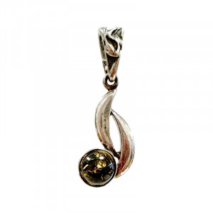 Pendentif asymétrique - Ambre et argent 0.925 - Pièce unique - 202301_52
