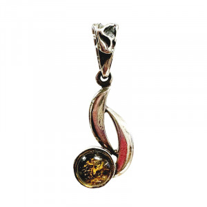 Pendentif asymétrique - Ambre et argent 0.925 - Pièce unique - 202301_56