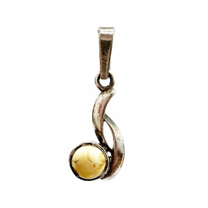 Pendentif asymétrique - Ambre et argent 0.925 - Pièce unique - 202301_57