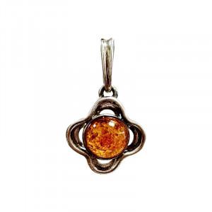 Pendentif fleuron - Ambre et argent 0.925 - Pièce unique - 202301_64