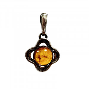 Pendentif fleuron - Ambre et argent 0.925 - Pièce unique - 202301_65