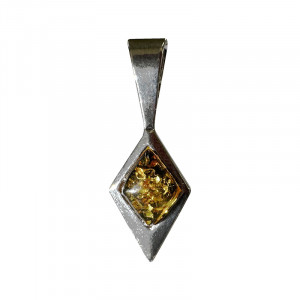 Pendentif losange - Ambre et argent 0.925 - Pièce unique - 202301_66