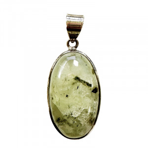 Pendentif Préhnite ovale - Argent 0,925 - Pièce unique - 202301_80
