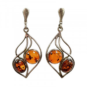 Boucles d'oreilles feuille - Ambre - Pièce unique - 202301_89