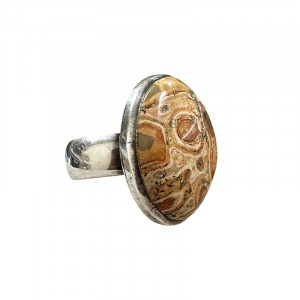 Bague Jaspe Léopard - Argent 0.925 - Taille 55 - Pièce unique - 202301_91