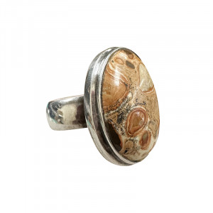 Bague Jaspe Léopard - Argent 0.925 - Taille 55 - Pièce unique - 202301_92