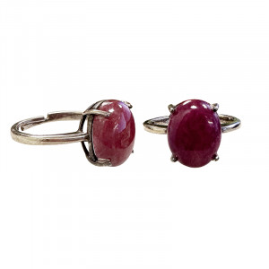 Bague réglable argent 0.925 - Rubis - Pièce unique - 202302_17