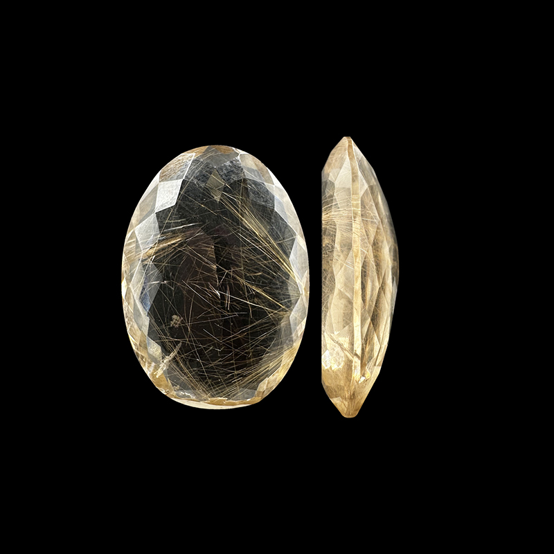 Pierre taillée ovale - Quartz rutile - Pièce unique - 202302_72