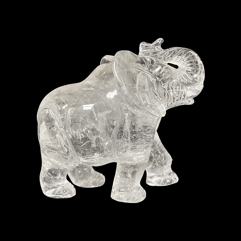 Statuette éléphant en Cristal de roche - Pièce unique - 202403_37