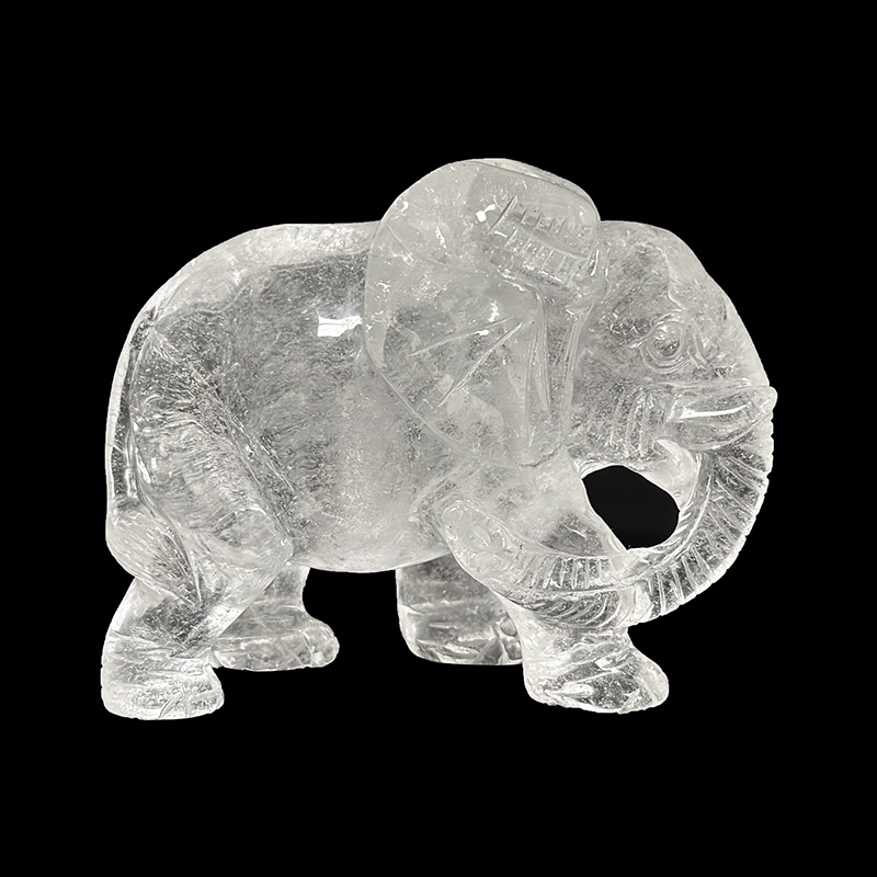 Statuette éléphant en Cristal de roche - Pièce unique - 202403_38