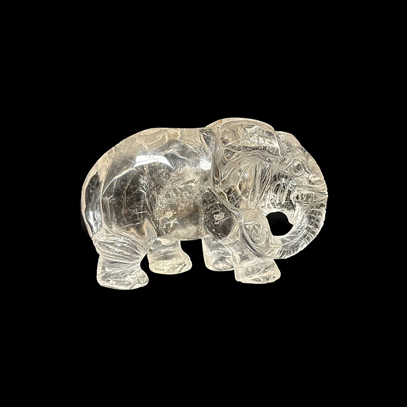 Statuette éléphant en Cristal de roche - Pièce unique - 202403_39