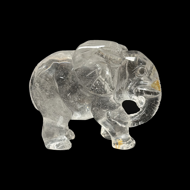 Statuette éléphant en Cristal de roche - Pièce unique - 202403_40