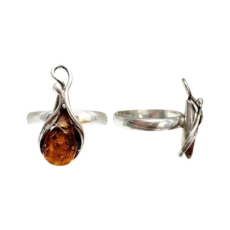 Bague Goutte Ambre - Pièce unique - 202503_124 (Taille 59)