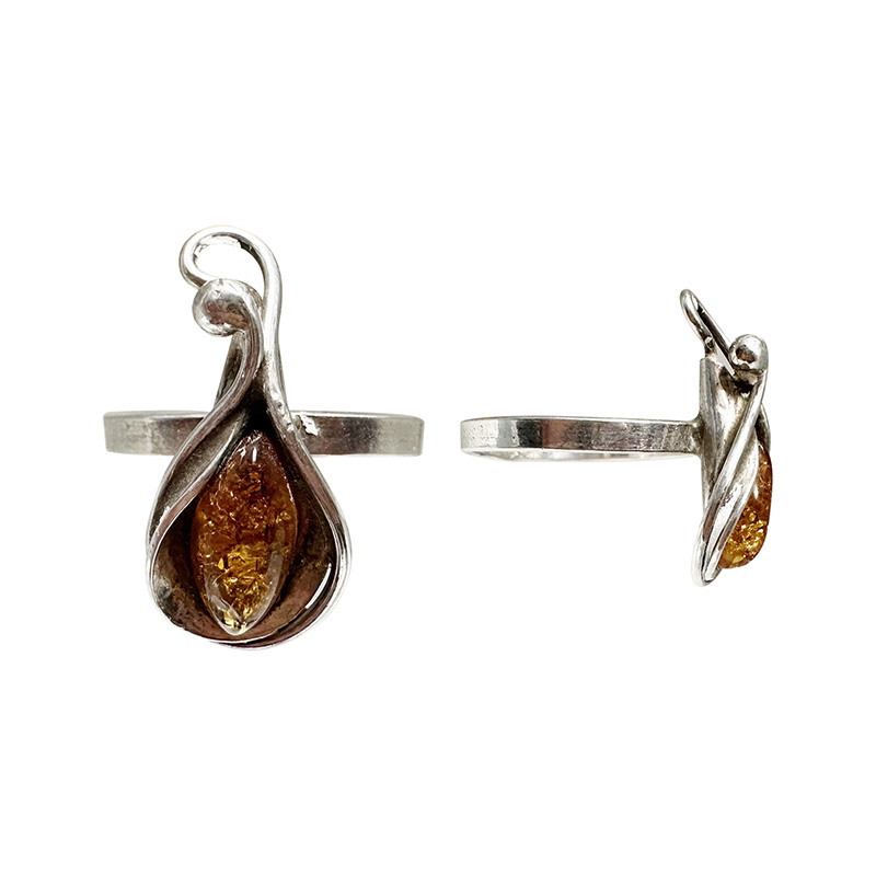 Bague Goutte Ambre - Pièce unique - 202503_125 (Taille 55)