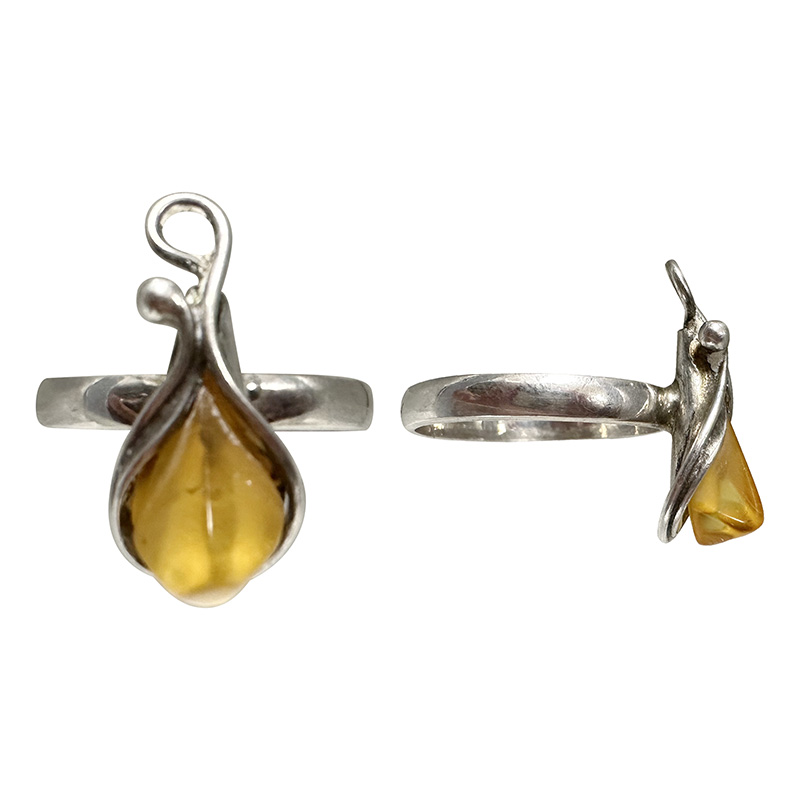 Bague Goutte Ambre - Pièce unique - 202503_126 (Taille 62)
