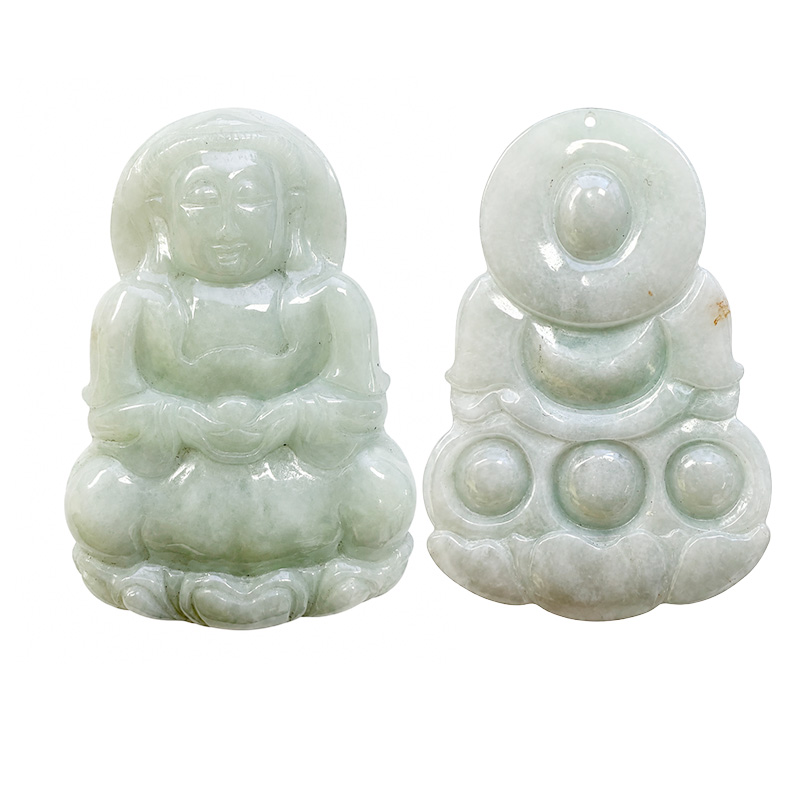 Bouddha en Jade de Birmanie percé - Pièce unique - 202607_29