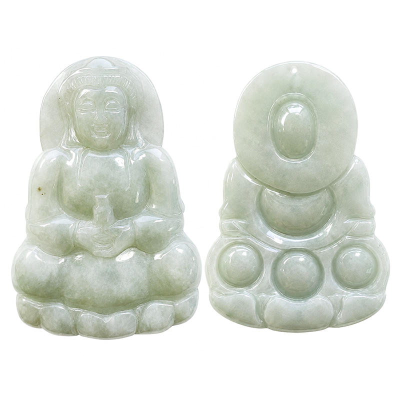 Bouddha en Jade de Birmanie percé - Pièce unique - 202607_31