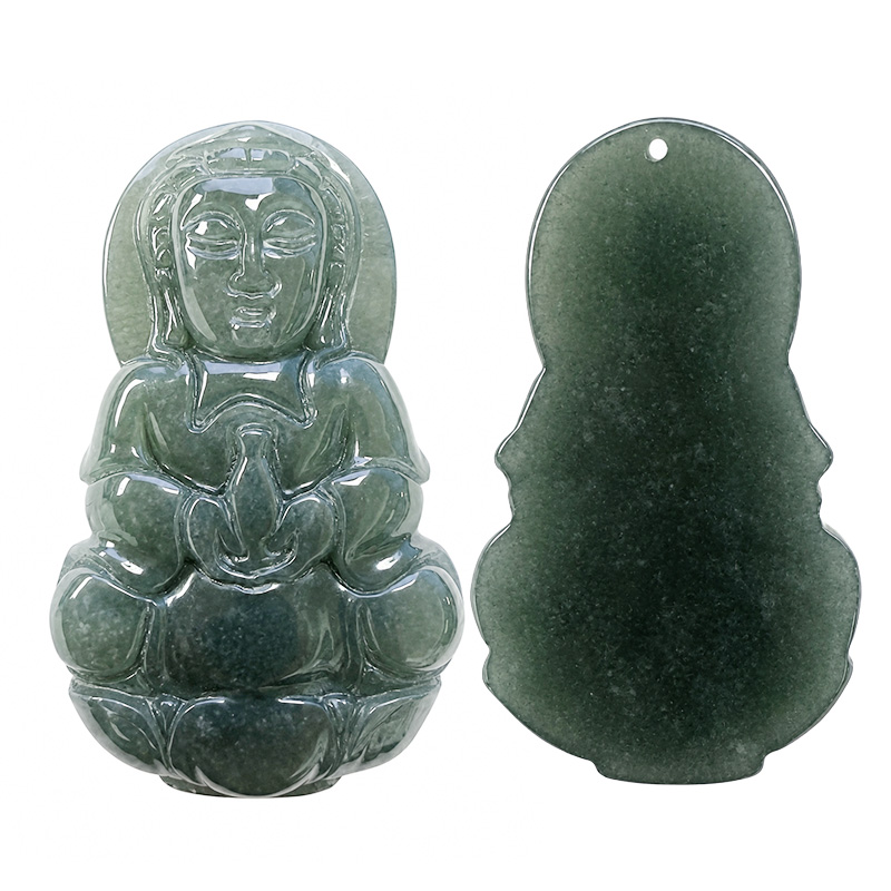 Bouddha en Jade de Birmanie percé - Pièce unique - 202607_32