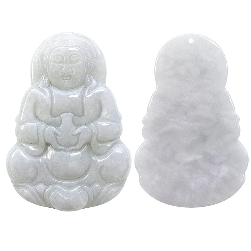 Bouddha en Jade de Birmanie percé - Pièce unique - 202607_34