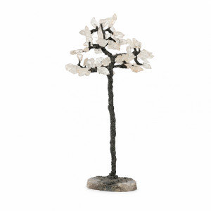 Bonsaï en Cristal de Roche brut sur socle en Agate - Pièce unique - 202608_192