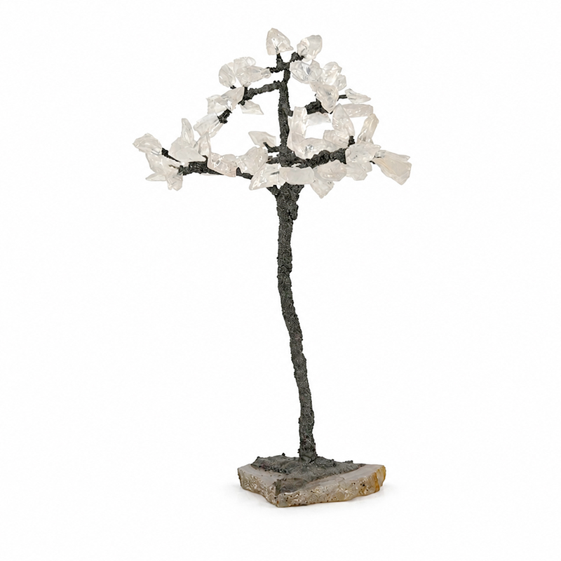 Bonsaï en Cristal de Roche brut sur socle en Agate - Pièce unique - 202608_193