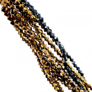 Perles facettées en verre - Métallisée - Lot de 10 pièces