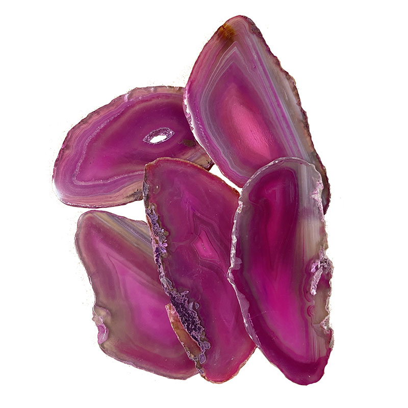 Agate Fine teintée  - env. 9 cm (Taille 3) - Les 5 pièces - bleu ou naturel - Qualité B