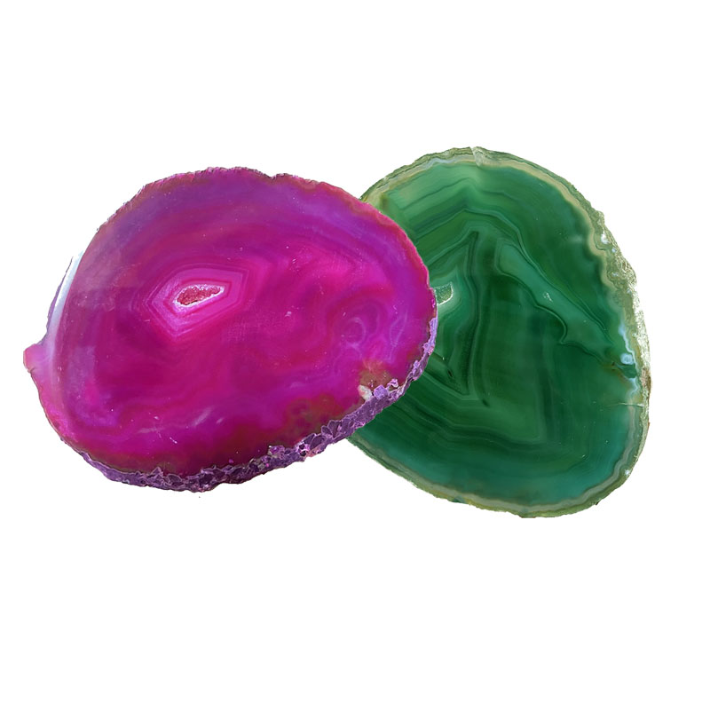 Agate fine rose ou verte teintée - env. 10.5 cm (Taille 4) - Qualité B - la pièce