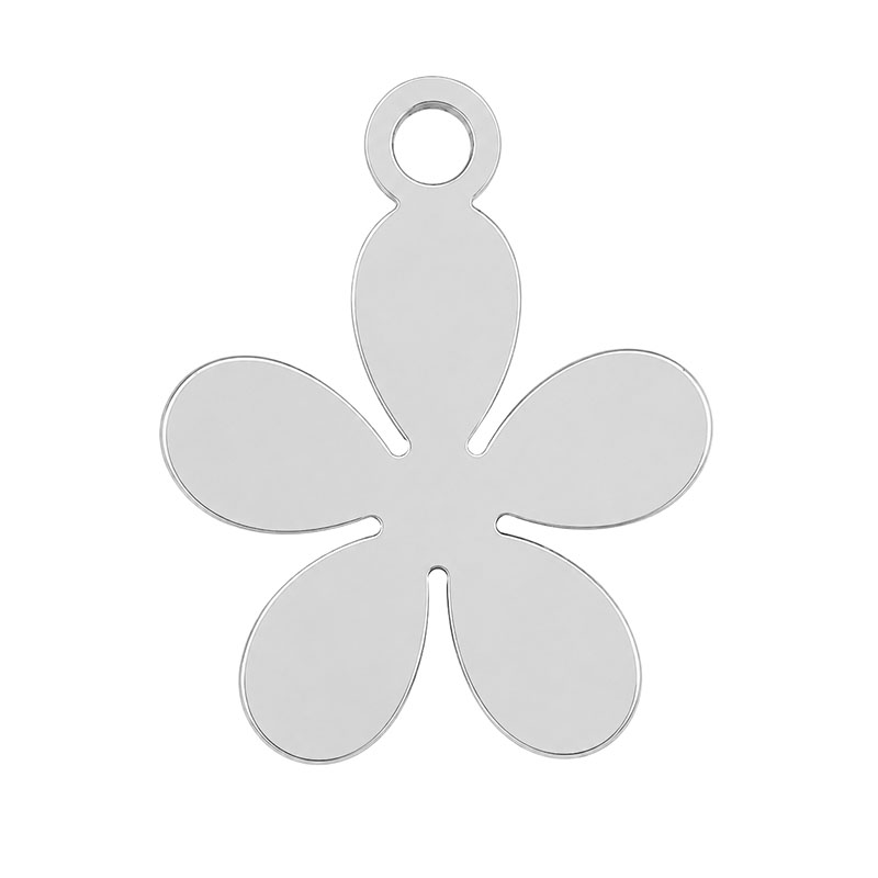 Breloque Fleur Acier - 12,3 x 10,5 mm