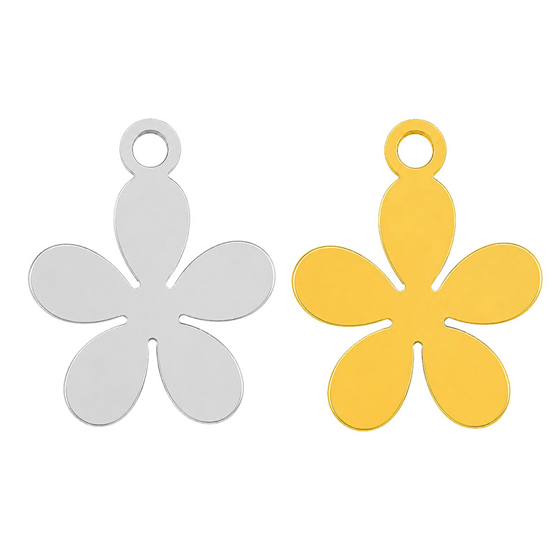 Breloque Fleur Acier - 12,3 x 10,5 mm