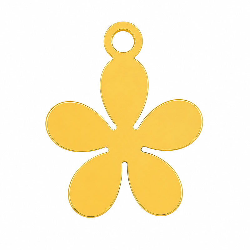 Breloque Fleur Acier - 12,3 x 10,5 mm