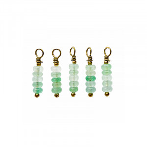 Breloque Disque Aventurine - Acier Doré - 5 pièces