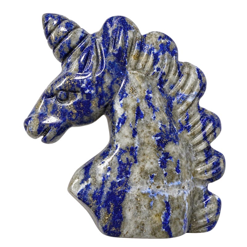 Tete de licorne lapis, quartz rose, oeil de tigre ou Labradorite
