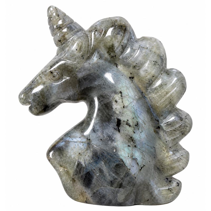 Tete de licorne lapis, quartz rose, oeil de tigre ou Labradorite