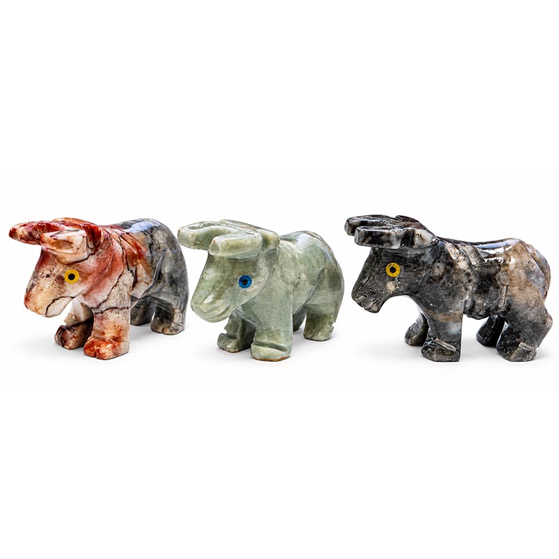 Animaux en soapstone – 35 mm - 10 pièces par variété 