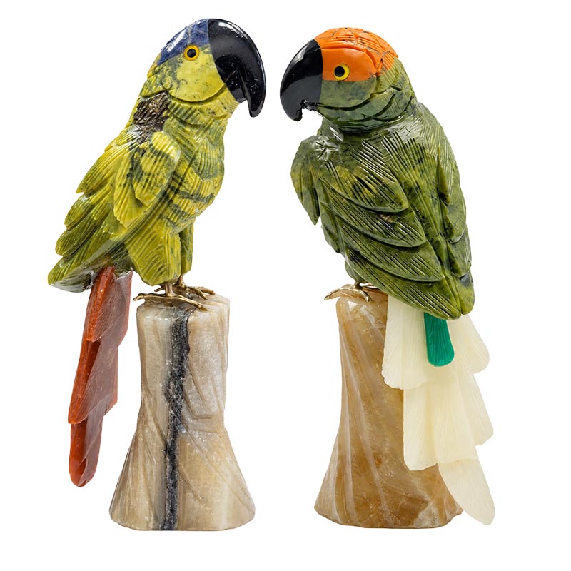 Oiseaux en pierres fines sur socle – 9 à 13 cm