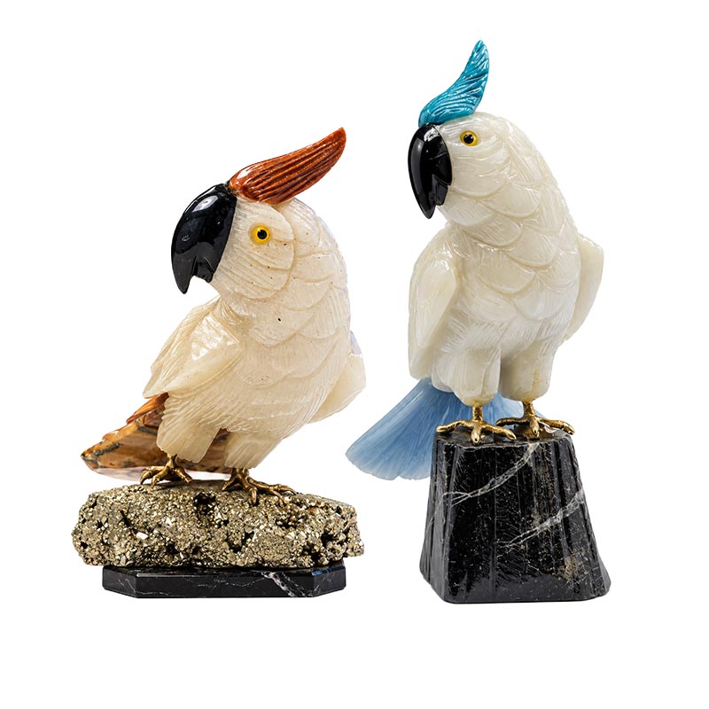 Oiseaux en pierres fines sur socle – 9 à 13 cm