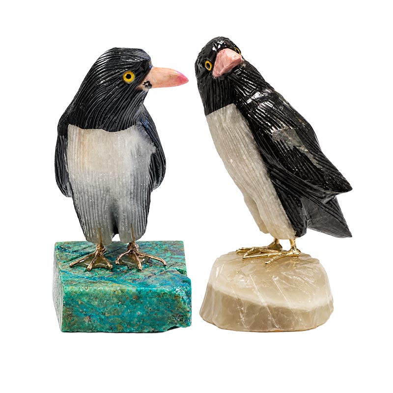 Oiseaux en pierres fines sur socle – 9 à 13 cm