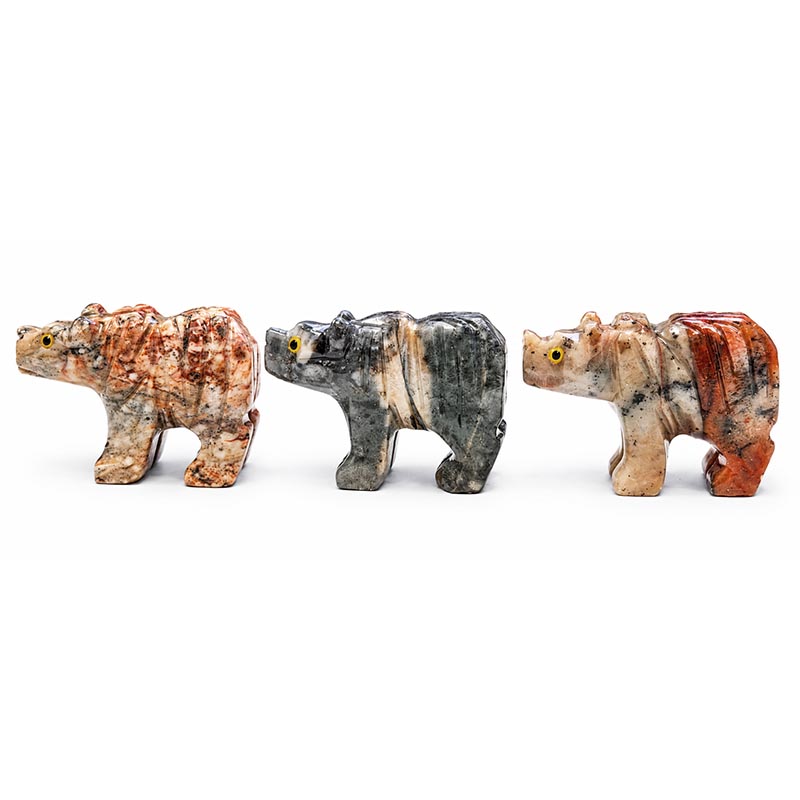 Animaux en soapstone – 35 mm - 10 pièces par variété 