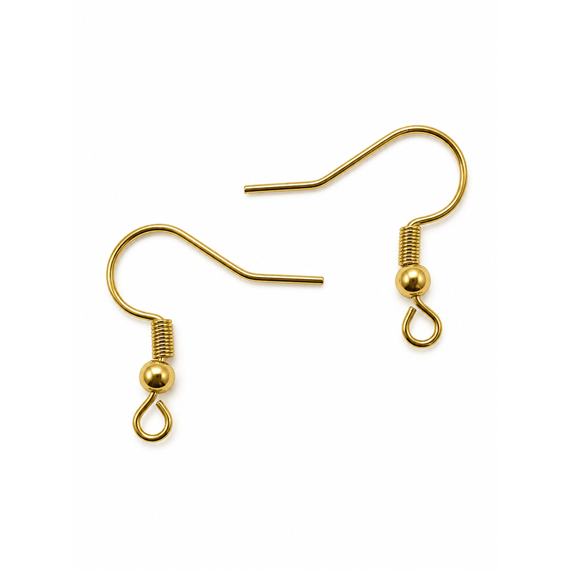 Crochets d’Oreilles en Acier Doré – Lot de 50 Pièces