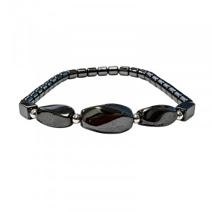 Bracelet en Hématite – Perles Olives et Tube - 10 pièces