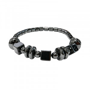Bracelet en Hématite – Tubes, Cubes et Disques - 10 pièces